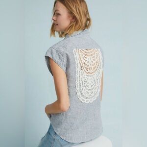 Anthropologie Maeve Yoked Linen Button Down